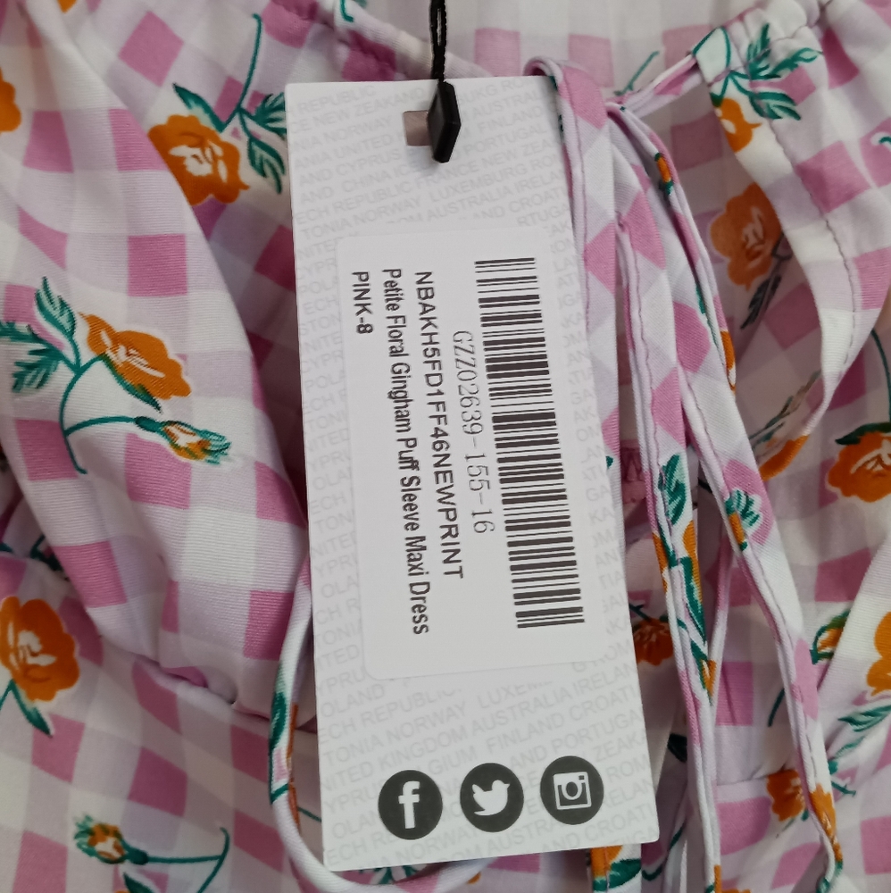 Puff sleeve floral gingham maxi dress - Picture 5 of 5